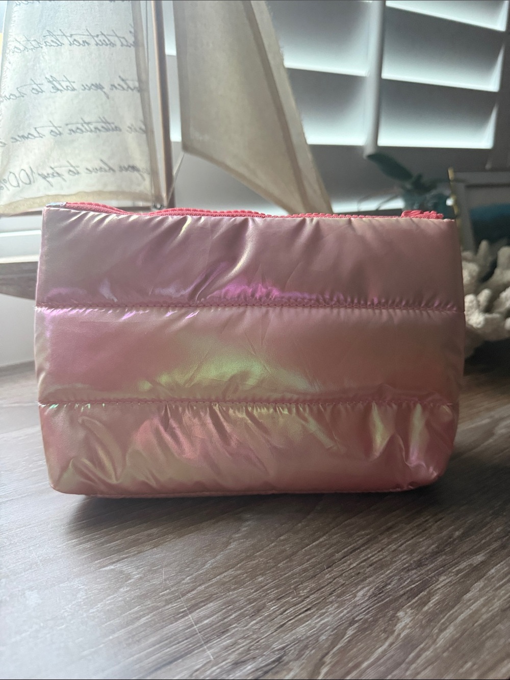 Kopari Iridescent Pink Puffer Cosmetic Pouch - Picture 3 of 4